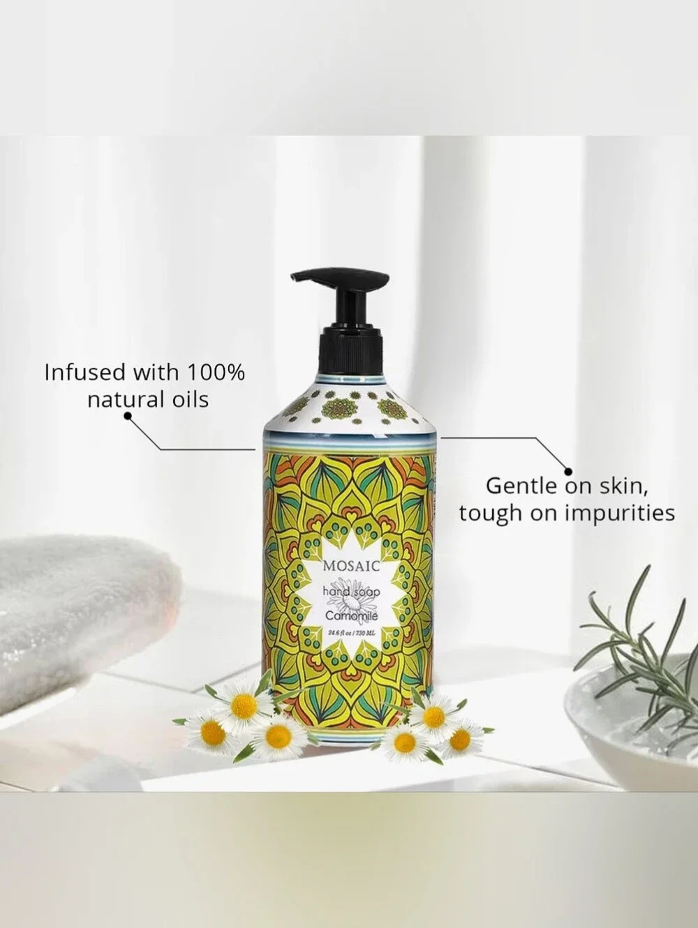 2 Pack Mosaic Hand Soap~Coconut & Hibiscus~24.6 oz Each~Pump Top~Kitchen~Bath